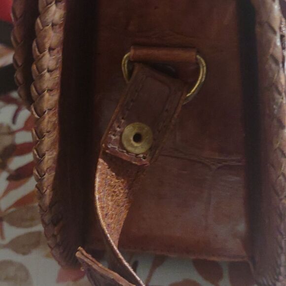 Alligator should purse brown vintage with adjustable straps with blue eyes - Picture 10 of 10